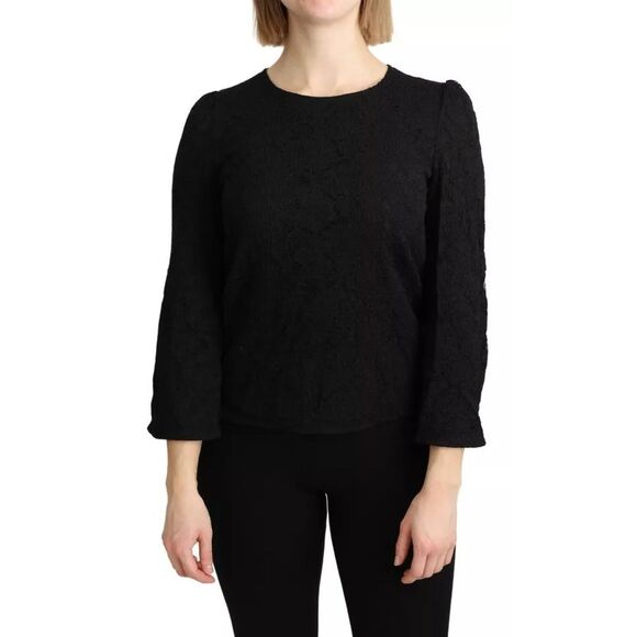 Dolce & Gabbana Black Lace Long Sleeves Blouse STAFF Women's Top (Pre-Owned)